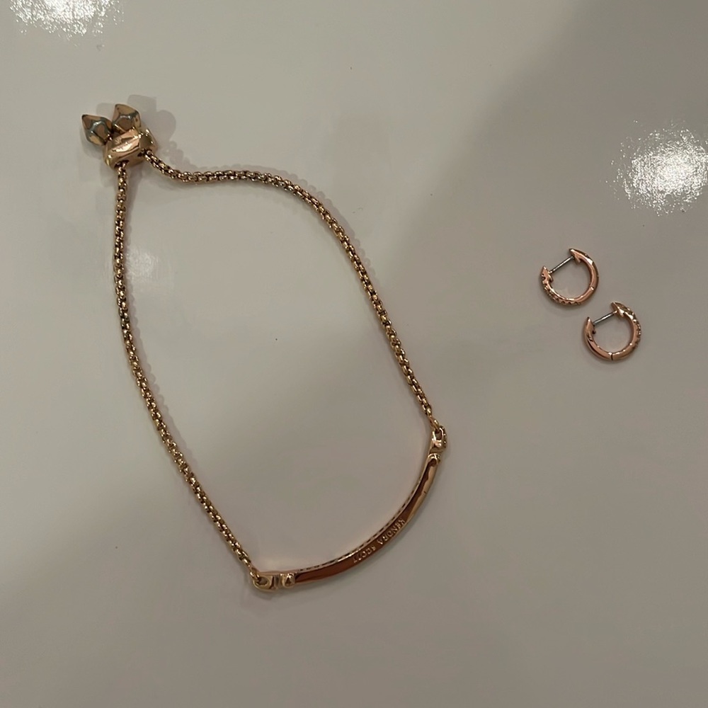 Kendra Scott Rose Gold Bracelet + FREE Rose Gold Huggies